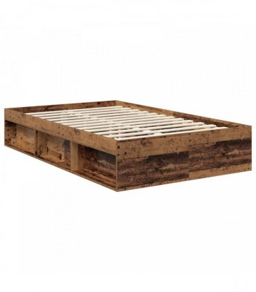 vidaXL Bed Frame with Headboard Old Wood 120 x 200 cm Solid Pine Wood