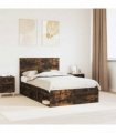 vidaXL Bed Frame Smoked Oak 120 x 190 cm Solid Pine Wood