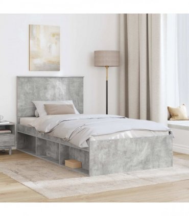 vidaXL Bed Frame Concerte Grey 100 x 200 cm Solid Pine Wood
