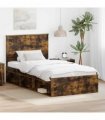 vidaXL Bed Frame Smoked Oak 100 x 200 cm Solid Pine Wood