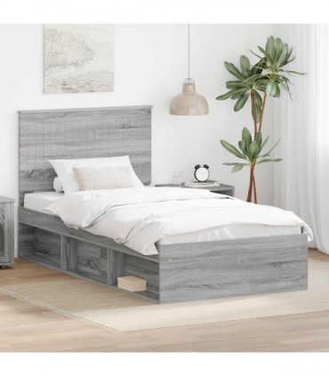 vidaXL Bed Frame Grey Sonoma 100 x 200 cm Solid Pine Wood