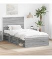 vidaXL Bed Frame Grey Sonoma 100 x 200 cm Solid Pine Wood