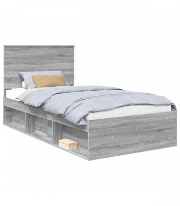 vidaXL Bed Frame Grey Sonoma 100 x 200 cm Solid Pine Wood