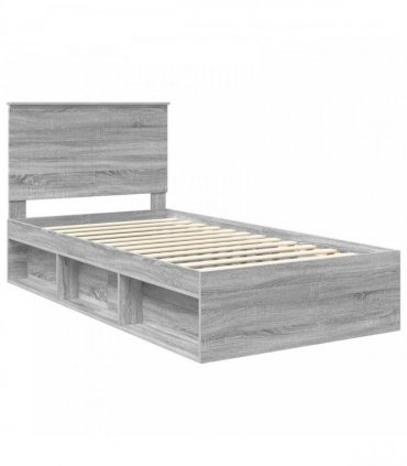 vidaXL Bed Frame Grey Sonoma 100 x 200 cm Solid Pine Wood