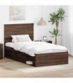 vidaXL Bed Frame with Headboard Brown Oak 100 x 200 cm Solid Pine Wood