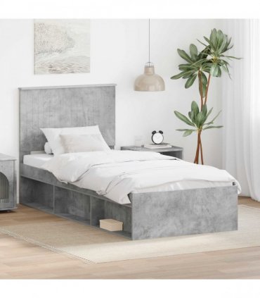 vidaXL Bed Frame Concrete Grey 90 x 200 cm Solid Pine Wood