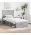 vidaXL Bed Frame Concrete Grey 90 x 200 cm Solid Pine Wood