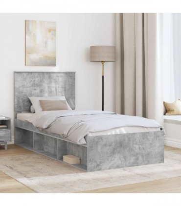 vidaXL Bed Frame Concrete Grey 90 x 200 cm Solid Pine Wood
