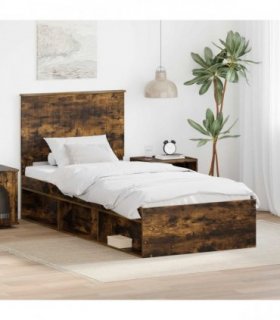 vidaXL Bed Frame Smoked Oak 90 x 200 cm Solid Pine Wood