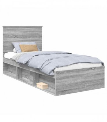 vidaXL Bed Frame Grey Sonoma 90 x 190 cm Solid Pine Wood