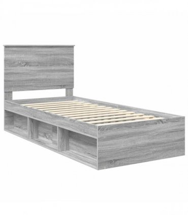 vidaXL Bed Frame Grey Sonoma 90 x 190 cm Solid Pine Wood
