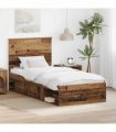 vidaXL Bed Frame with Headboard Old Wood 90 x 200 cm Solid Pine Wood