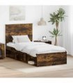 vidaXL Bed Frame Smoked Oak 90 x 190 cm Solid Pine Wood