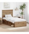 vidaXL Bed Frame Artisan Oak 90 x 190 cm Solid Pine Wood