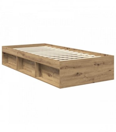 vidaXL Bed Frame Artisan Oak 90 x 190 cm Solid Pine Wood