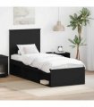 vidaXL Bed Frame with Headboard Black 75 x 190 cm Solid Pine Wood