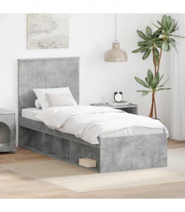 vidaXL Bed Frame Concerte Grey 75 x 190 cm Solid Pine Wood