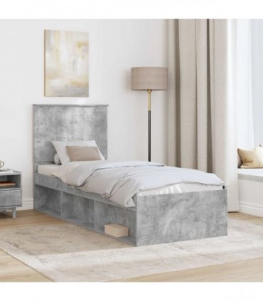 vidaXL Bed Frame Concerte Grey 75 x 190 cm Solid Pine Wood