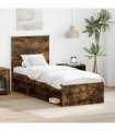vidaXL Bed Frame Smoked Oak 75 x 190 cm Solid Pine Wood
