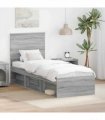 vidaXL Bed Frame Grey Sonoma 75 x 190 cm Solid Pine Wood