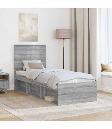 vidaXL Bed Frame Grey Sonoma 75 x 190 cm Solid Pine Wood