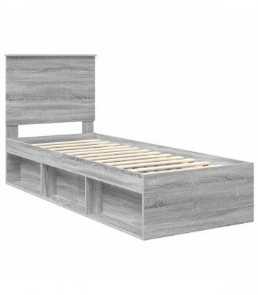 vidaXL Bed Frame Grey Sonoma 75 x 190 cm Solid Pine Wood