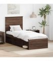 vidaXL Bed Frame with Headboard Brown Oak 75 x 190 cm Solid Pine Wood