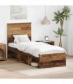 vidaXL Bed Frame with Headboard Old Wood 75 x 190 cm Solid Pine Wood