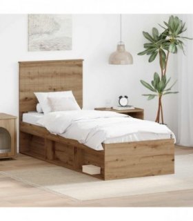 vidaXL Bed Frame Artisan Oak 75 x 190 cm Solid Pine Wood