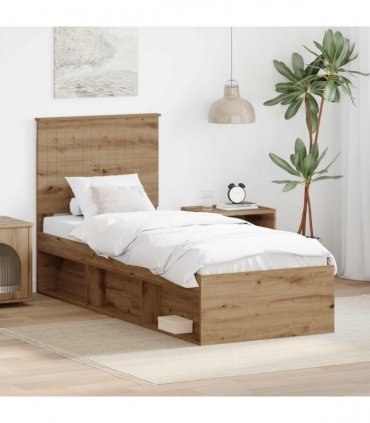 vidaXL Bed Frame Artisan Oak 75 x 190 cm Solid Pine Wood