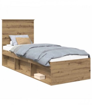 vidaXL Bed Frame Artisan Oak 75 x 190 cm Solid Pine Wood