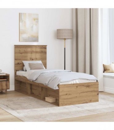 vidaXL Bed Frame Artisan Oak 75 x 190 cm Solid Pine Wood