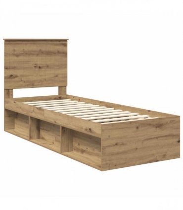 vidaXL Bed Frame Artisan Oak 75 x 190 cm Solid Pine Wood
