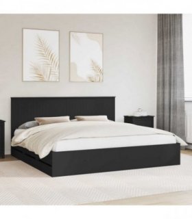 vidaXL Bed Frame with Drawer Black 200 x 200 cm Engineer Wood