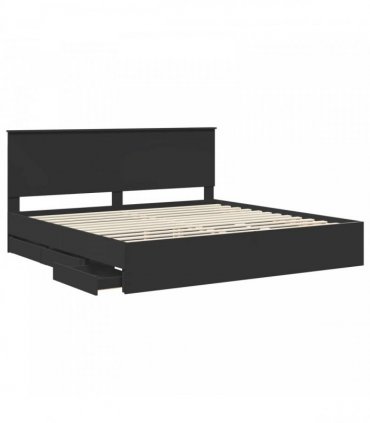 vidaXL Bed Frame with Drawer Black 200 x 200 cm Engineer Wood