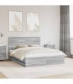 vidaXL Bed Frame with Drawer Grey Sonoma 160 x 200 cm Engineer Wood