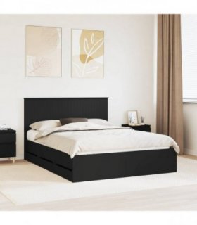 vidaXL Bed Frame with Drawer Black 150 x 200 cm Engineer Wood