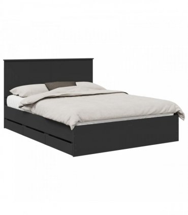 vidaXL Bed Frame with Drawer Black 150 x 200 cm Engineer Wood