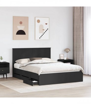 vidaXL Bed Frame with Drawer Black 150 x 200 cm Engineer Wood