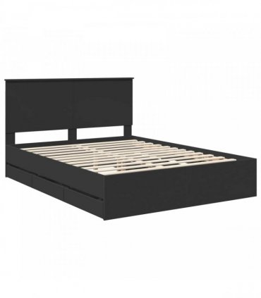vidaXL Bed Frame with Drawer Black 150 x 200 cm Engineer Wood