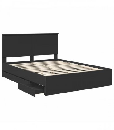 vidaXL Bed Frame with Drawer Black 150 x 200 cm Engineer Wood