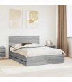 vidaXL Bed Frame with Drawer Grey Sonoma 150 x 200 cm Engineer Wood