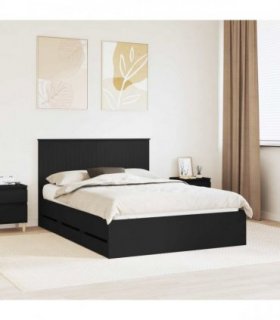 vidaXL Bed Frame with Drawer Black 140 x 200 cm Engineer Wood