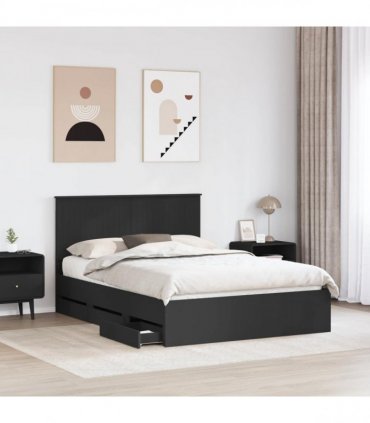 vidaXL Bed Frame with Drawer Black 140 x 200 cm Engineer Wood