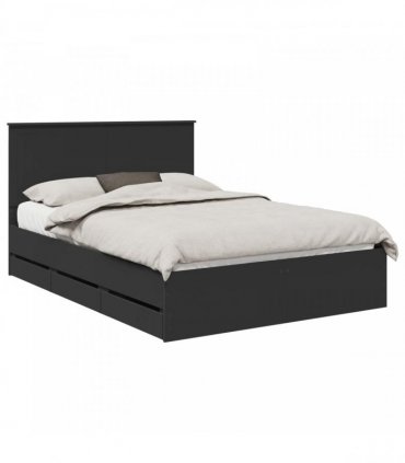 vidaXL Bed Frame with Drawer Black 140 x 190 cm Engineer Wood