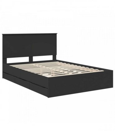 vidaXL Bed Frame with Drawer Black 140 x 190 cm Engineer Wood