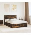 vidaXL Bed Frame with Drawer Smoked Oak 135 x 190 cm Engineer Wood