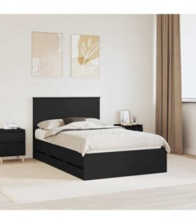 vidaXL Bed Frame with Drawer Black 120 x 190 cm Engineer Wood