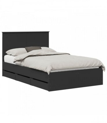 vidaXL Bed Frame with Drawer Black 120 x 190 cm Engineer Wood