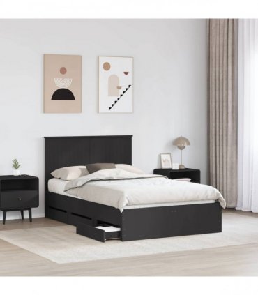 vidaXL Bed Frame with Drawer Black 120 x 190 cm Engineer Wood